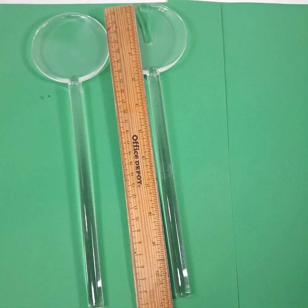 Lucite Acrylic Salad Serving‎ Fork & Spoon Set clear Acrylic Modern Utensils MCM